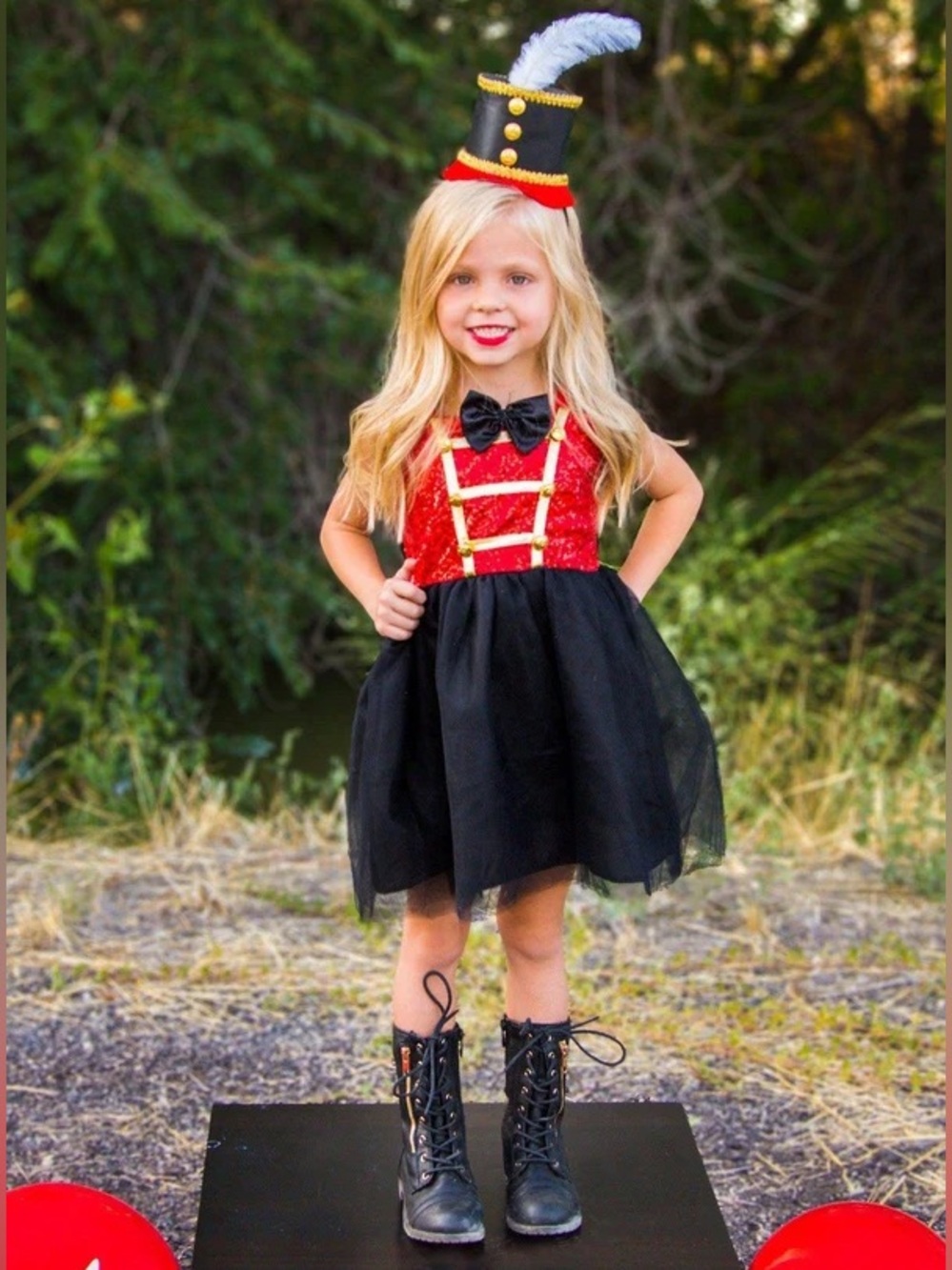Sparkle Pink Ringmaster Halloween Costume Tutu Dress Black Red Boss Circus 5T 5